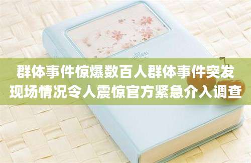 群体事件惊爆数百人群体事件突发现场情况令人震惊官方紧急介入调查