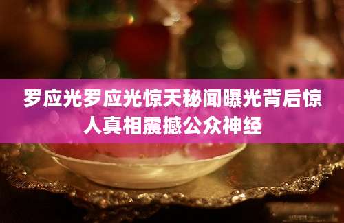 罗应光罗应光惊天秘闻曝光背后惊人真相震撼公众神经