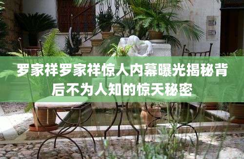 罗家祥罗家祥惊人内幕曝光揭秘背后不为人知的惊天秘密