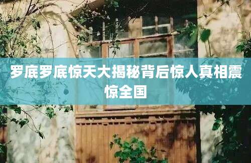 罗底罗底惊天大揭秘背后惊人真相震惊全国