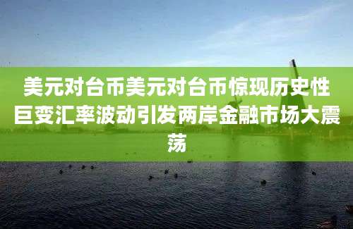 美元对台币美元对台币惊现历史性巨变汇率波动引发两岸金融市场大震荡