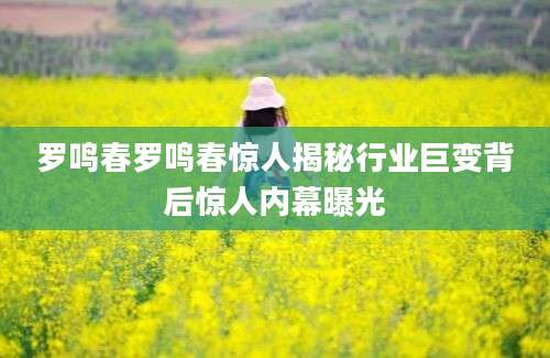 罗鸣春罗鸣春惊人揭秘行业巨变背后惊人内幕曝光