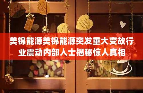 美锦能源美锦能源突发重大变故行业震动内部人士揭秘惊人真相