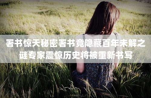 署书惊天秘密署书竟隐藏百年未解之谜专家震惊历史将被重新书写