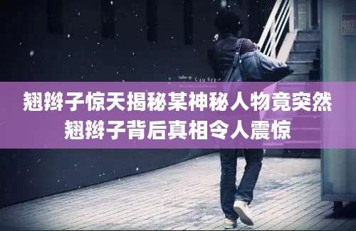 翘辫子惊天揭秘某神秘人物竟突然翘辫子背后真相令人震惊