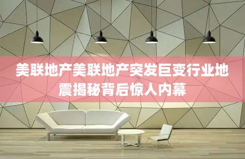 美联地产美联地产突发巨变行业地震揭秘背后惊人内幕