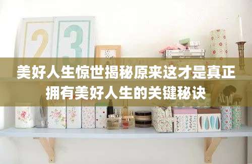 美好人生惊世揭秘原来这才是真正拥有美好人生的关键秘诀