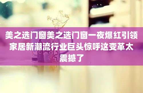 美之选门窗美之选门窗一夜爆红引领家居新潮流行业巨头惊呼这变革太震撼了