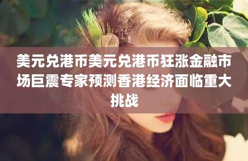 美元兑港币美元兑港币狂涨金融市场巨震专家预测香港经济面临重大挑战