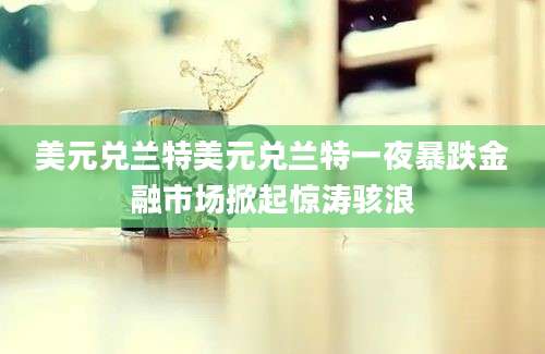美元兑兰特美元兑兰特一夜暴跌金融市场掀起惊涛骇浪