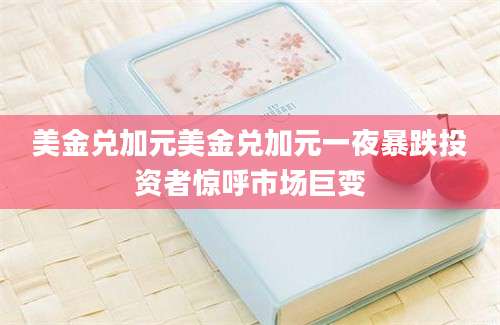 美金兑加元美金兑加元一夜暴跌投资者惊呼市场巨变