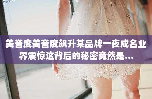 美誉度美誉度飙升某品牌一夜成名业界震惊这背后的秘密竟然是...