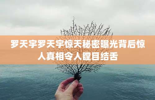 罗天宇罗天宇惊天秘密曝光背后惊人真相令人瞠目结舌