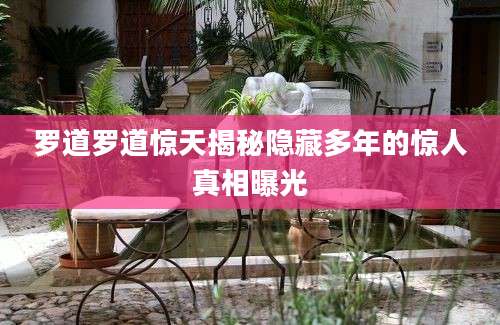 罗道罗道惊天揭秘隐藏多年的惊人真相曝光
