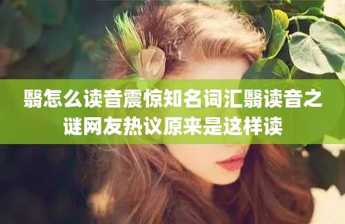 翳怎么读音震惊知名词汇翳读音之谜网友热议原来是这样读