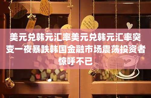 美元兑韩元汇率美元兑韩元汇率突变一夜暴跌韩国金融市场震荡投资者惊呼不已