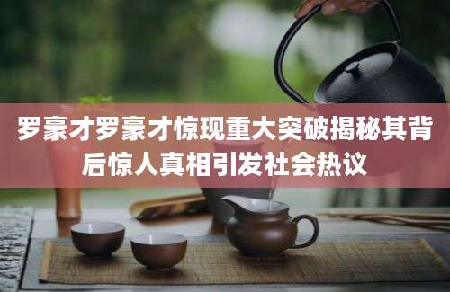 罗豪才罗豪才惊现重大突破揭秘其背后惊人真相引发社会热议