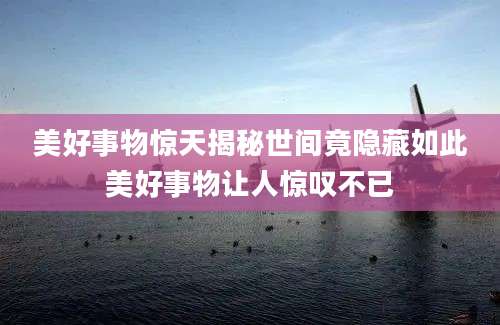 美好事物惊天揭秘世间竟隐藏如此美好事物让人惊叹不已