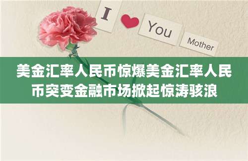 美金汇率人民币惊爆美金汇率人民币突变金融市场掀起惊涛骇浪