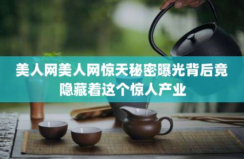 美人网美人网惊天秘密曝光背后竟隐藏着这个惊人产业