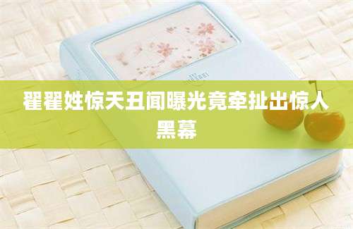 翟翟姓惊天丑闻曝光竟牵扯出惊人黑幕