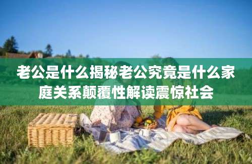 老公是什么揭秘老公究竟是什么家庭关系颠覆性解读震惊社会
