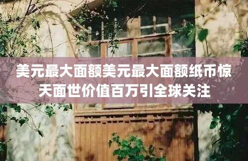 美元最大面额美元最大面额纸币惊天面世价值百万引全球关注