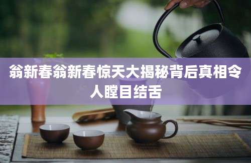 翁新春翁新春惊天大揭秘背后真相令人瞠目结舌