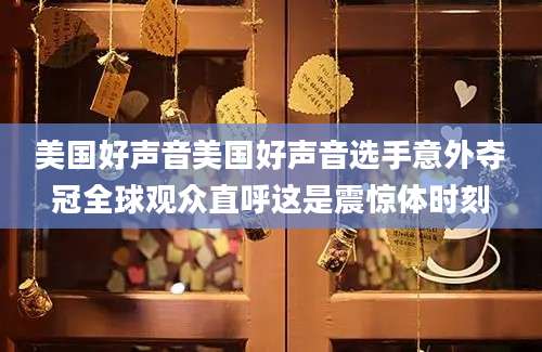 美国好声音美国好声音选手意外夺冠全球观众直呼这是震惊体时刻