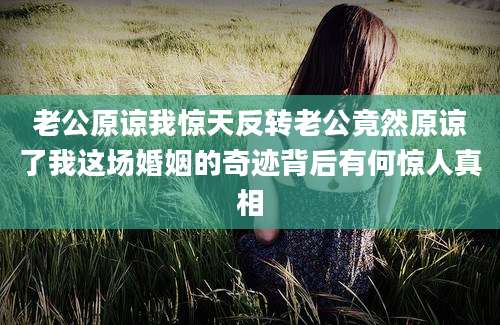 老公原谅我惊天反转老公竟然原谅了我这场婚姻的奇迹背后有何惊人真相