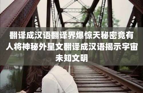 翻译成汉语翻译界爆惊天秘密竟有人将神秘外星文翻译成汉语揭示宇宙未知文明