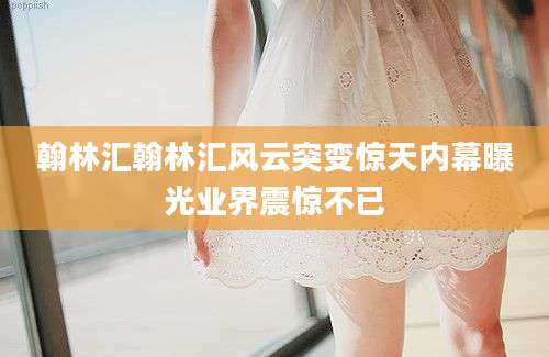 翰林汇翰林汇风云突变惊天内幕曝光业界震惊不已