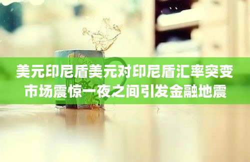 美元印尼盾美元对印尼盾汇率突变市场震惊一夜之间引发金融地震