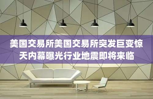 美国交易所美国交易所突发巨变惊天内幕曝光行业地震即将来临