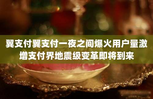 翼支付翼支付一夜之间爆火用户量激增支付界地震级变革即将到来